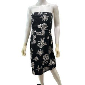 Dots Women’s 2X Black Floral Strapless Short Summer Dress READ